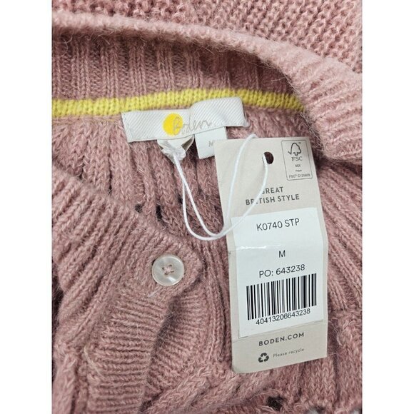 New Boden Fluffy Ruffle Cardigan Womens M Dahlia Pink Sweater Wool Blend - Picture 7 of 9